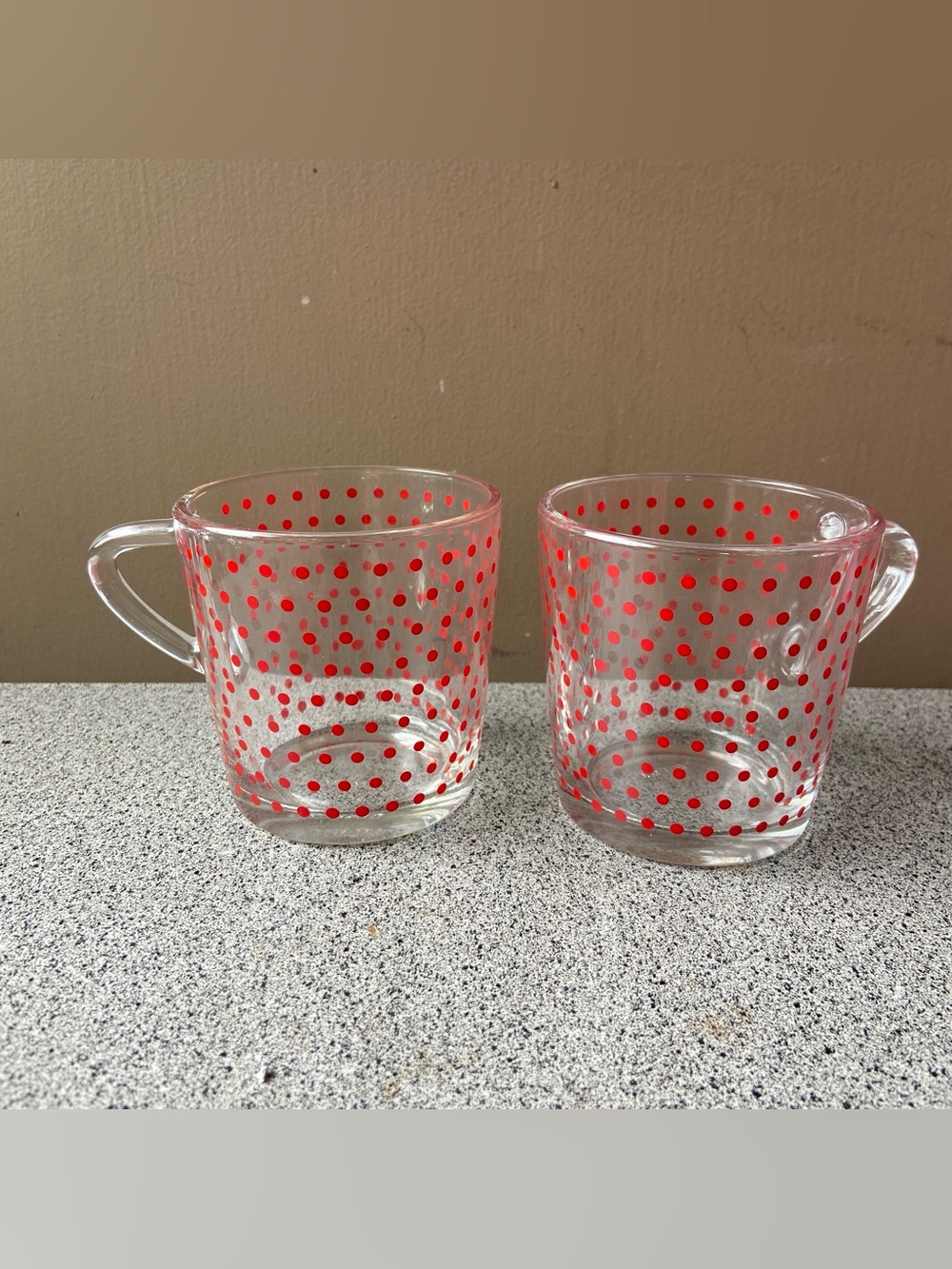 Vintage Ikea Glass Mug: Retro Red Polka Dot Pattern Made in France